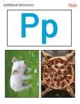This is an additional resources page for the Alphabet: Letter P lesson plan. There is a picture of a pig and a picture of a pizza. The orange Learn Bright logo is in the upper right corner of the page.
