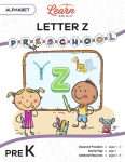 This is the title page for the Alphabet: Letter Z lesson plan. The main image is of two children in front of a chalkboard with a large letter Z in the middle. The orange Learn Bright logo is at the top of the page.