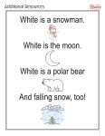 This is an additional resources page for the Colors: White lesson plan. There are graphics of a snowman, moon, polar bear, and snowy scene. The orange Learn Bright logo is in the upper right corner of the page.