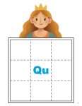 This is an additional resources page for the Alphabet: Letter Q lesson plan. There is a graphic of a queen under a quilt with a "Qu" in the middle square.