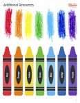 This is an additional resources page for the Colors: The Rainbow lesson plan. There is a graphic of seven crayons with crayon scratches for each color above it. The orange Learn Bright logo is in the upper right corner of the page.