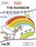 This is the title page for the Colors: The Rainbow lesson plan. The main image is an illustration of a rainbow with a dove at the end of it. The orange Learn Bright logo is at the top of the page.