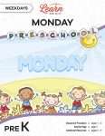 This is the title page for the Weekdays: Monday lesson plan. The main image is of kids on a hill with the word "MONDAY" above their heads. The orange Learn Bright logo is at the top of the page.