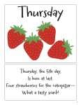 This is an additional resources page for the Weekdays: Thursday lesson plan. There is a coloring page of four strawberries.