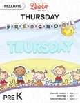 This is the title page for the Weekdays: Thursday lesson plan. The main image is of kids on a hill with the word "THURSDAY" above their heads. The orange Learn Bright logo is at the top of the page.