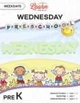 This is the title page for the Weekdays: Wednesday lesson plan. The main image is of kids on a hill with the word "WEDNESDAY" above their heads. The orange Learn Bright logo is at the top of the page.